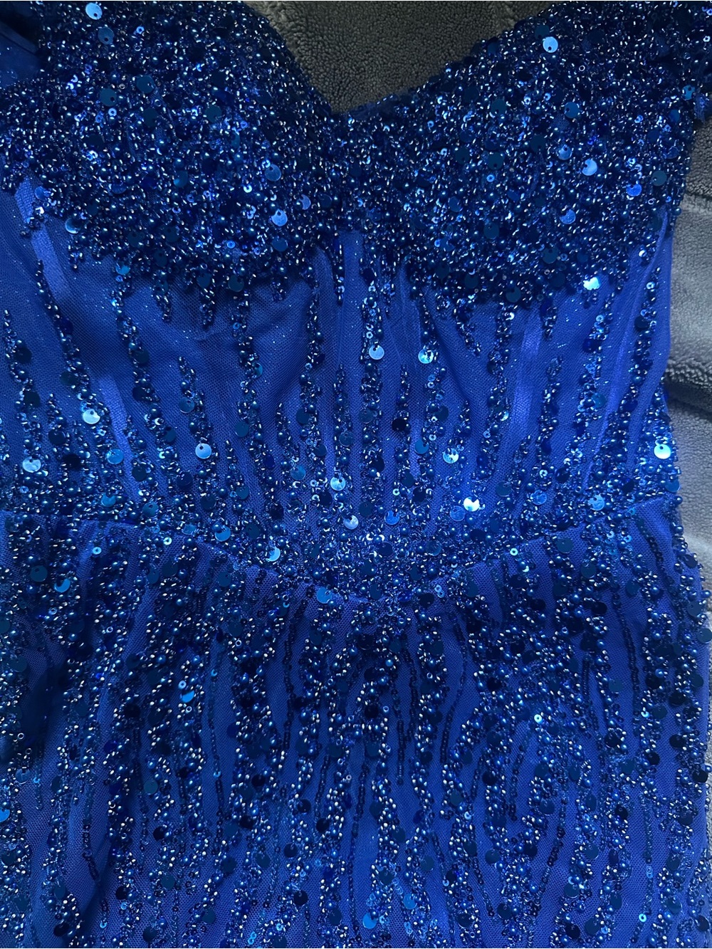 Elegant Beaded Royal Blue Evening Dress